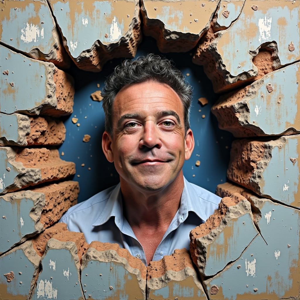 trompе l'oeil mural design featuring jon-FLUX TRAI